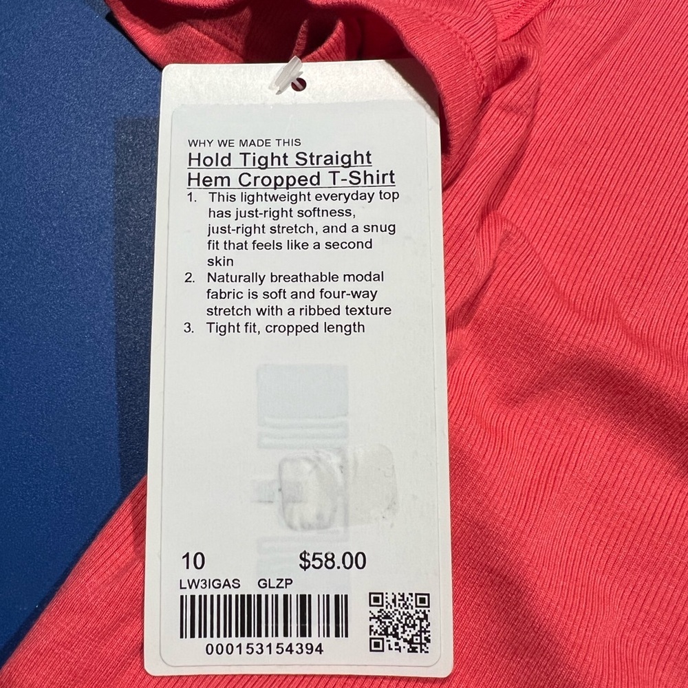 Lululemon Hold Tight Straight Hem Cropped T Shirt Glazed Pink NWT - Picture 4 of 5
